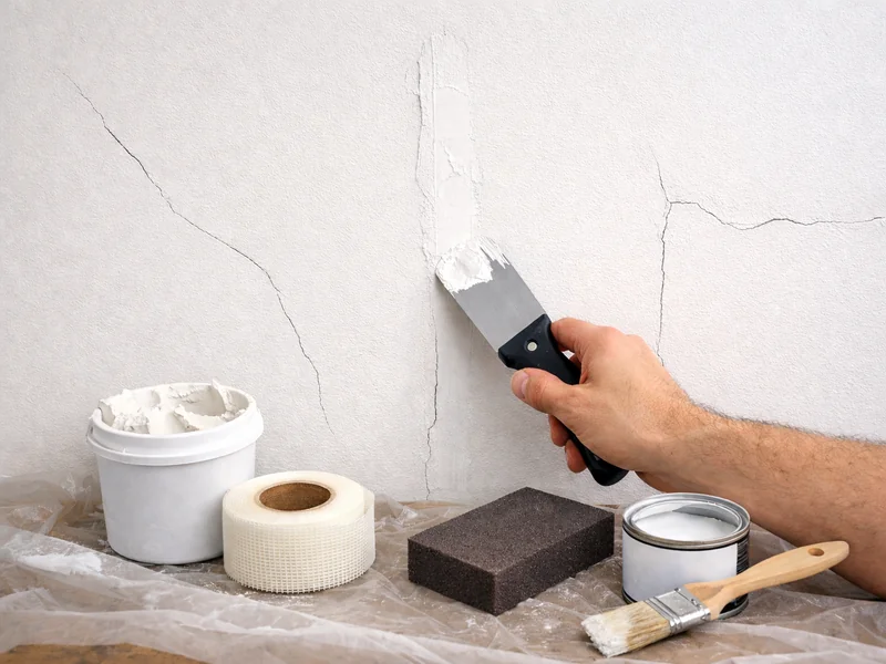 repair hairline wall cracks on an interior painted wall
