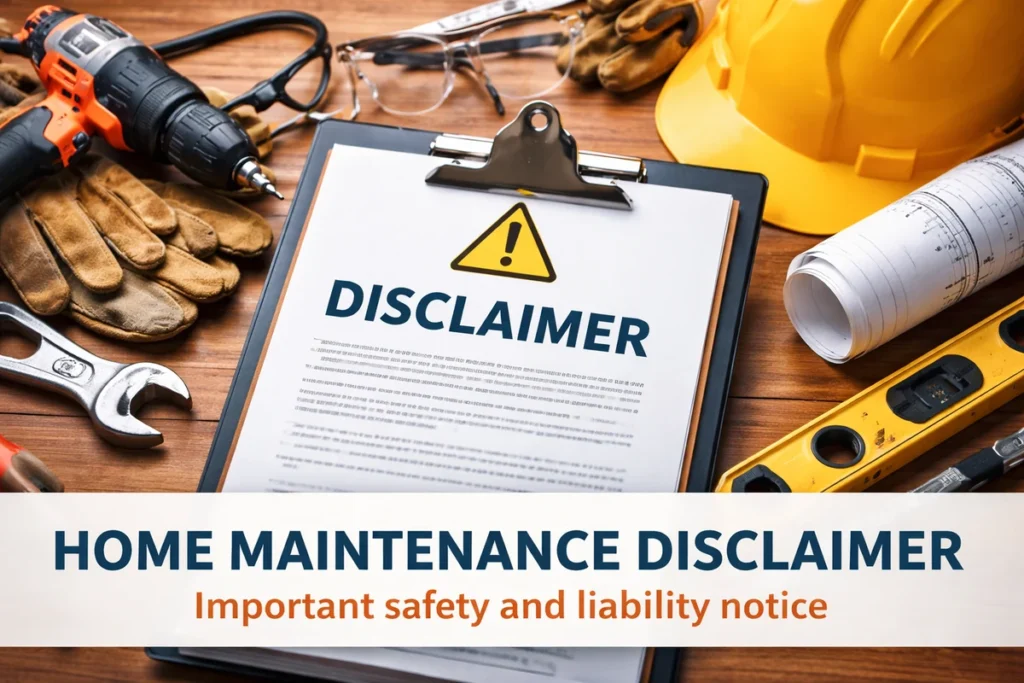 Home maintenance disclaimer page on HomeFixAnswersCasa website
